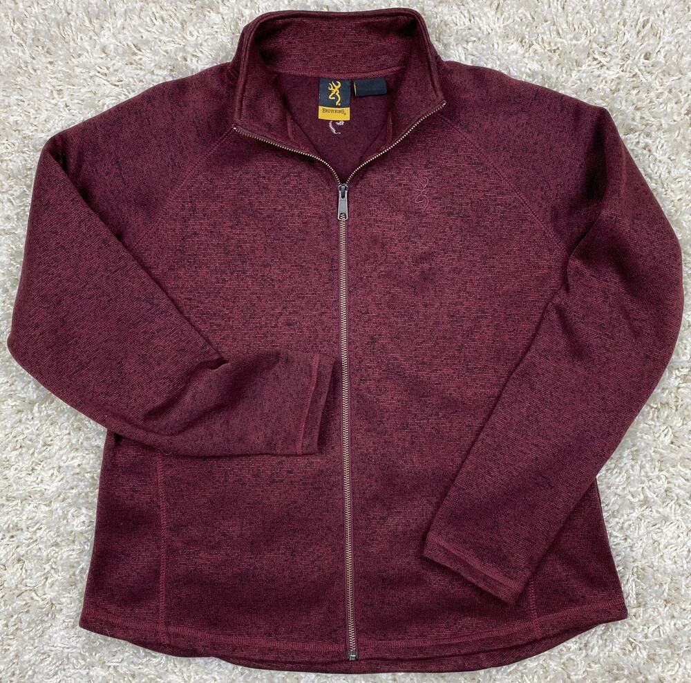 Browning Sweater Jacket Youth XL Maroon Full Zip Knit Fleece Outdoor